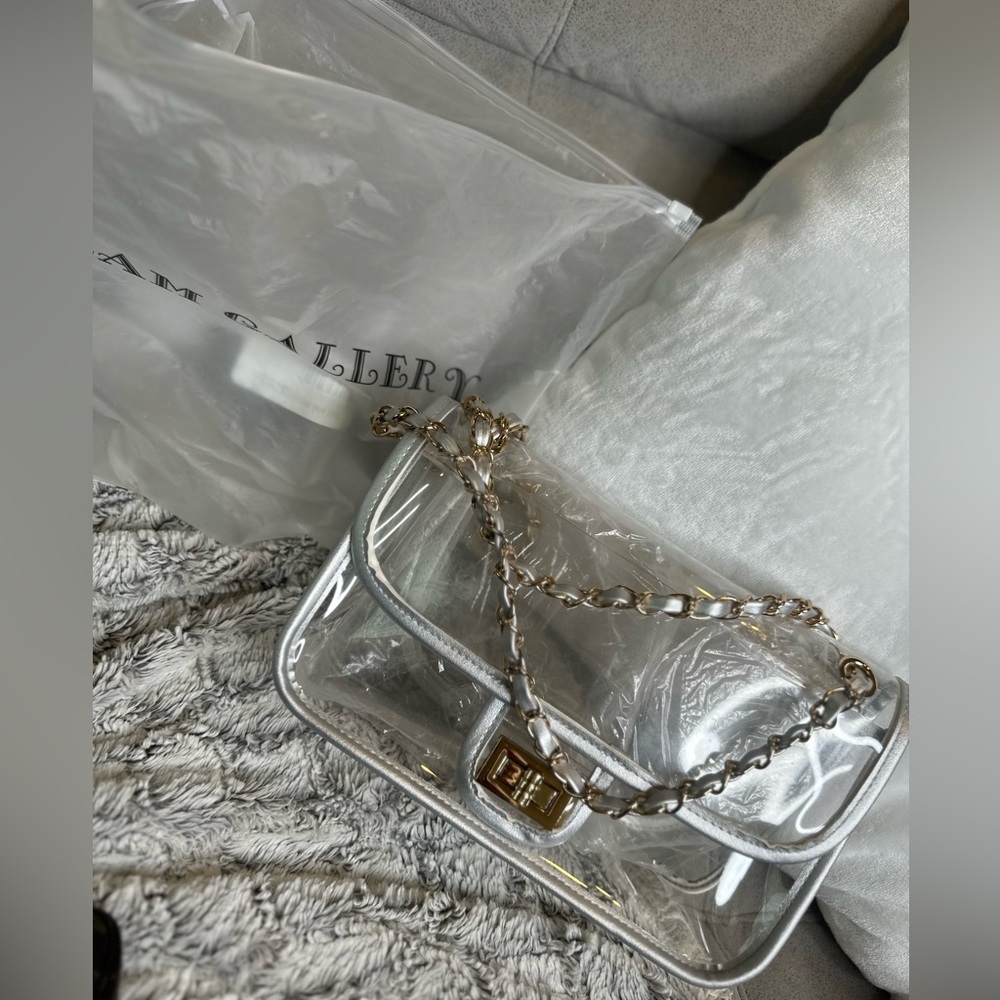 Womens PVC Clear Purse Handbag with Chain Lam Gallery
